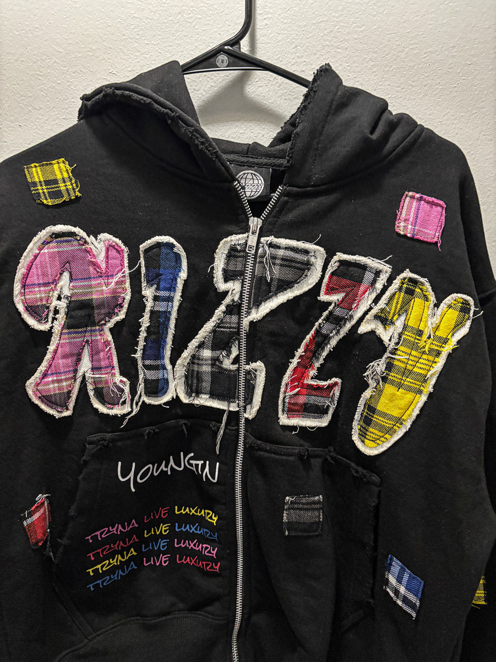 BLACK "LUXURY PATCH" ZIP UP