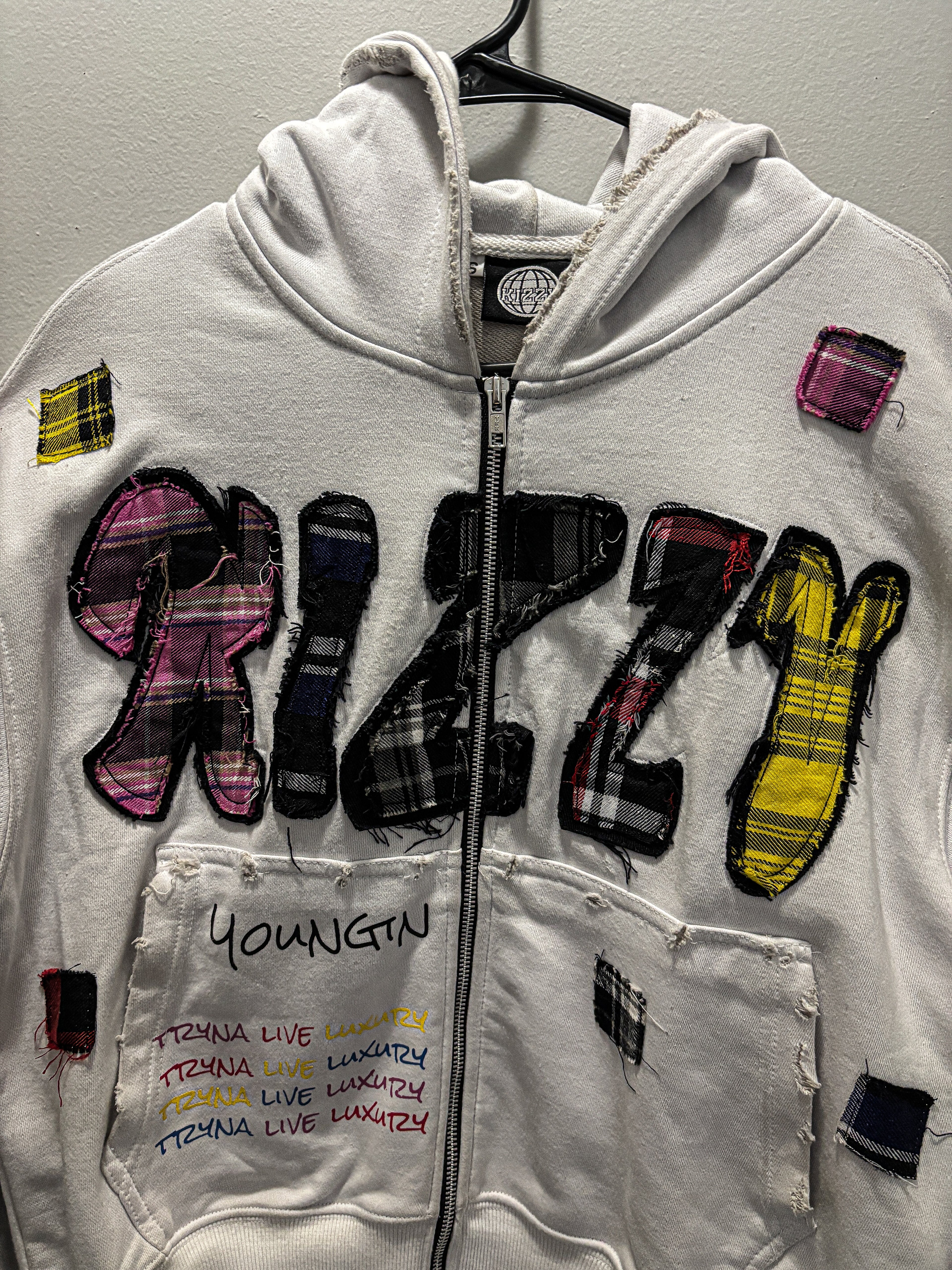 WHITE "LUXURY PATCH" ZIP UP