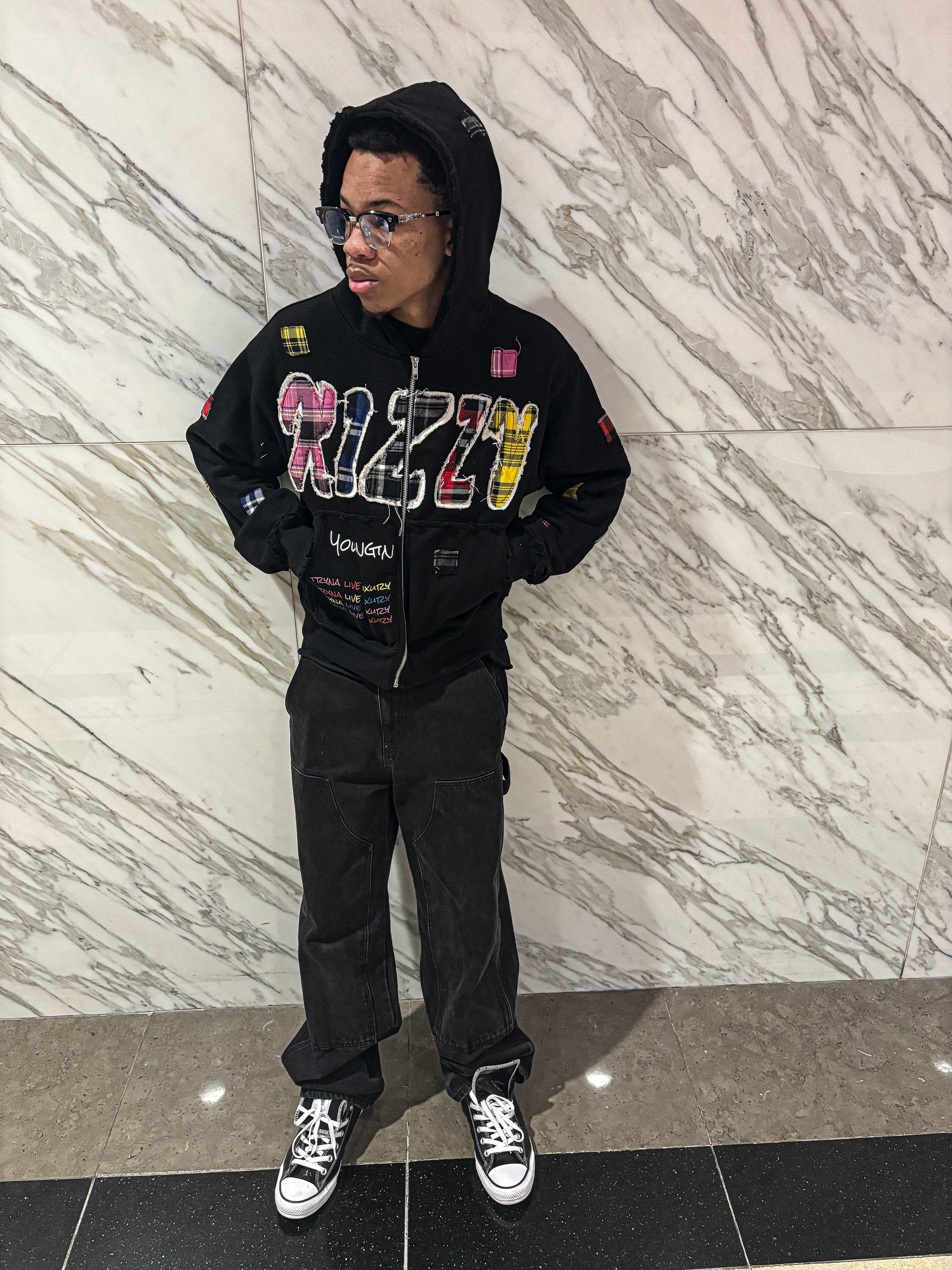 トップス andwang Kirakira zip up black Ssize BLACK 