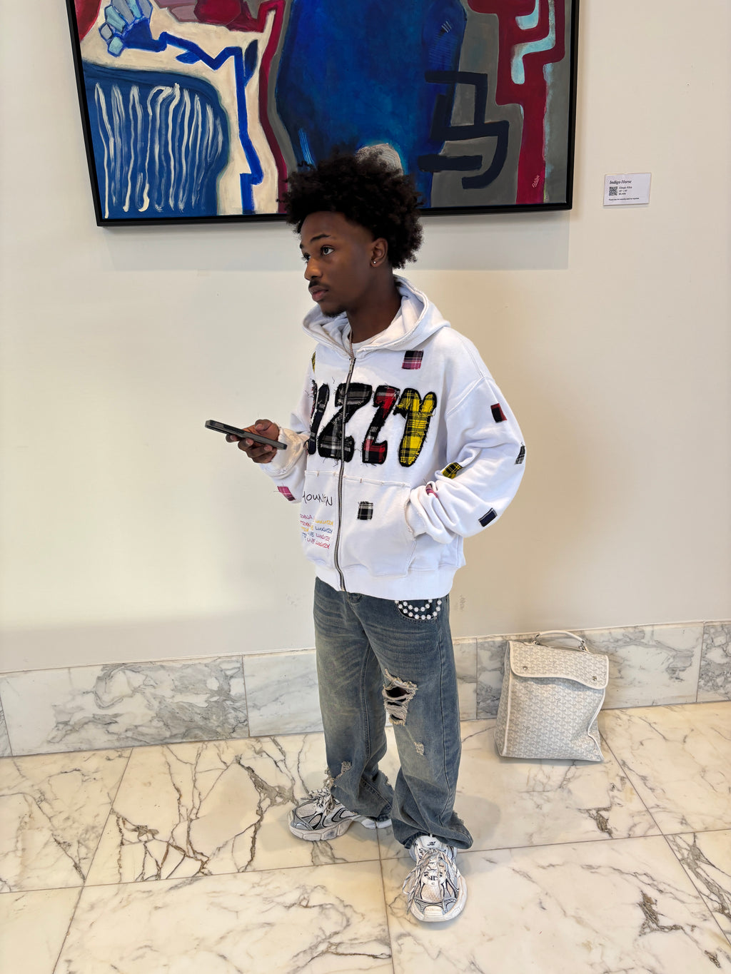 WHITE "LUXURY PATCH" ZIP UP