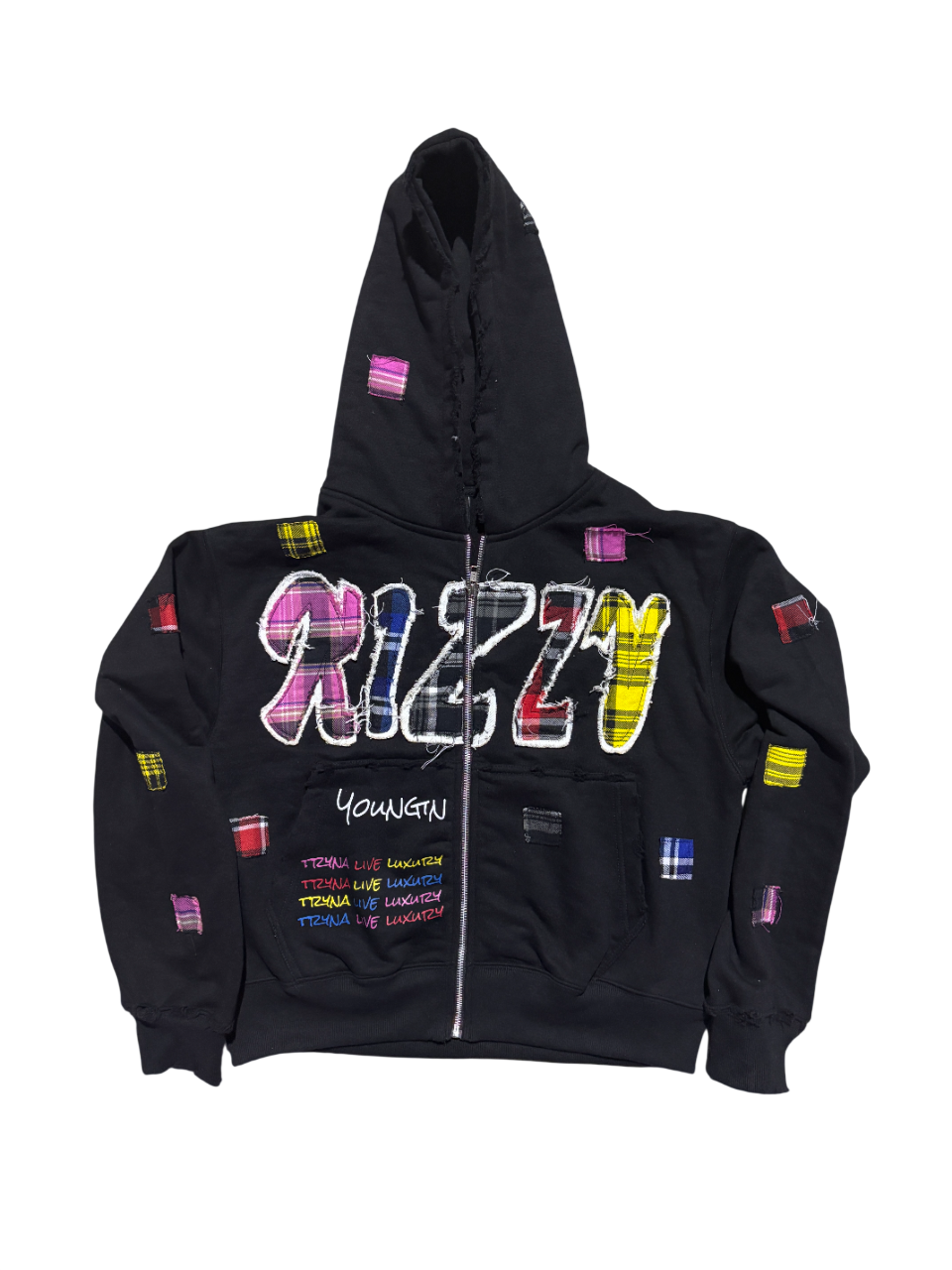 BLACK "LUXURY PATCH" ZIP UP