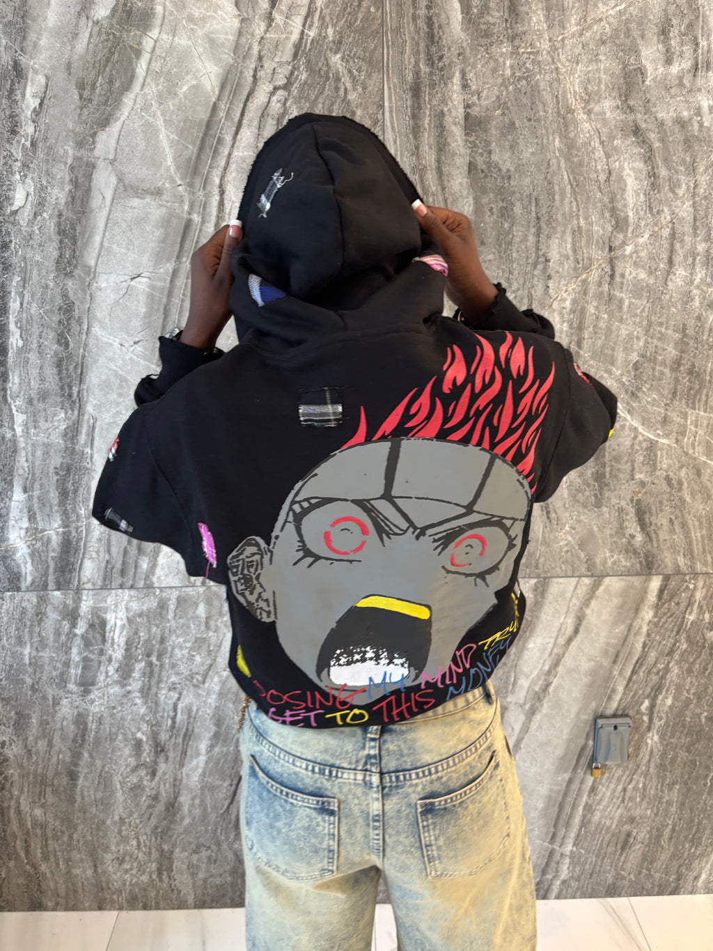 BLACK "LUXURY PATCH" ZIP UP