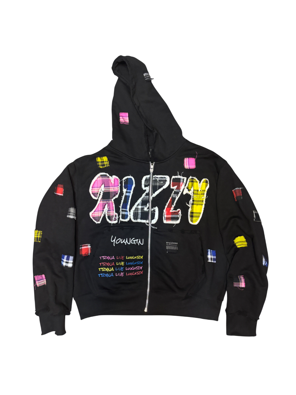 BLACK "LUXURY PATCH" ZIP UP