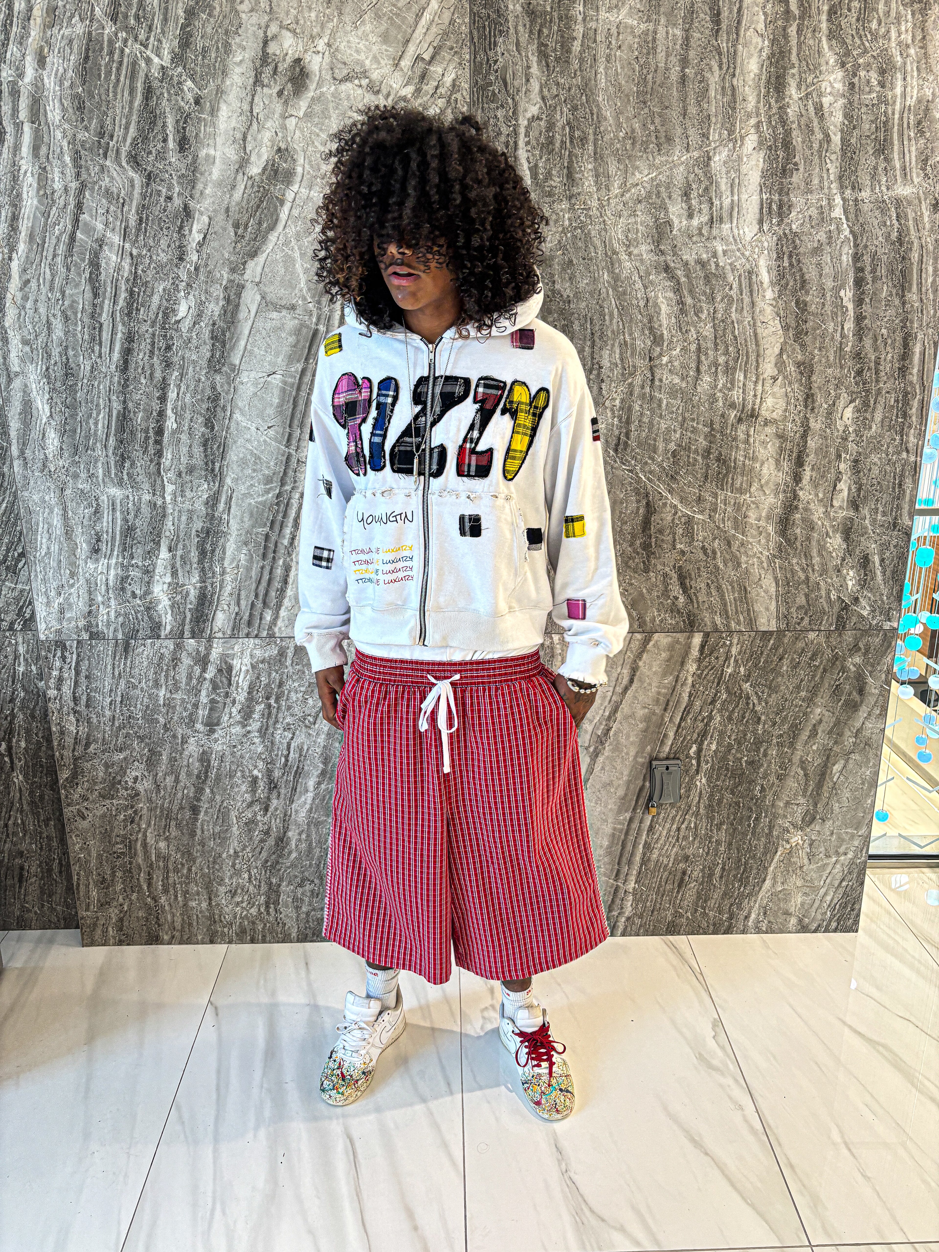 WHITE "LUXURY PATCH" ZIP UP