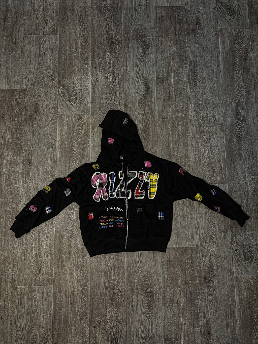 BLACK "LUXURY PATCH" ZIP UP