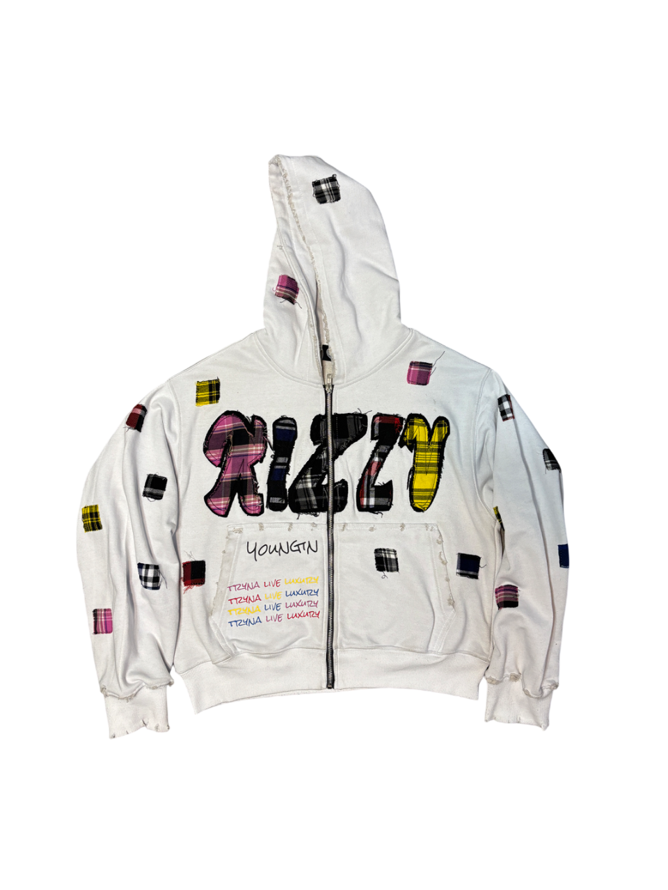 WHITE "LUXURY PATCH" ZIP UP