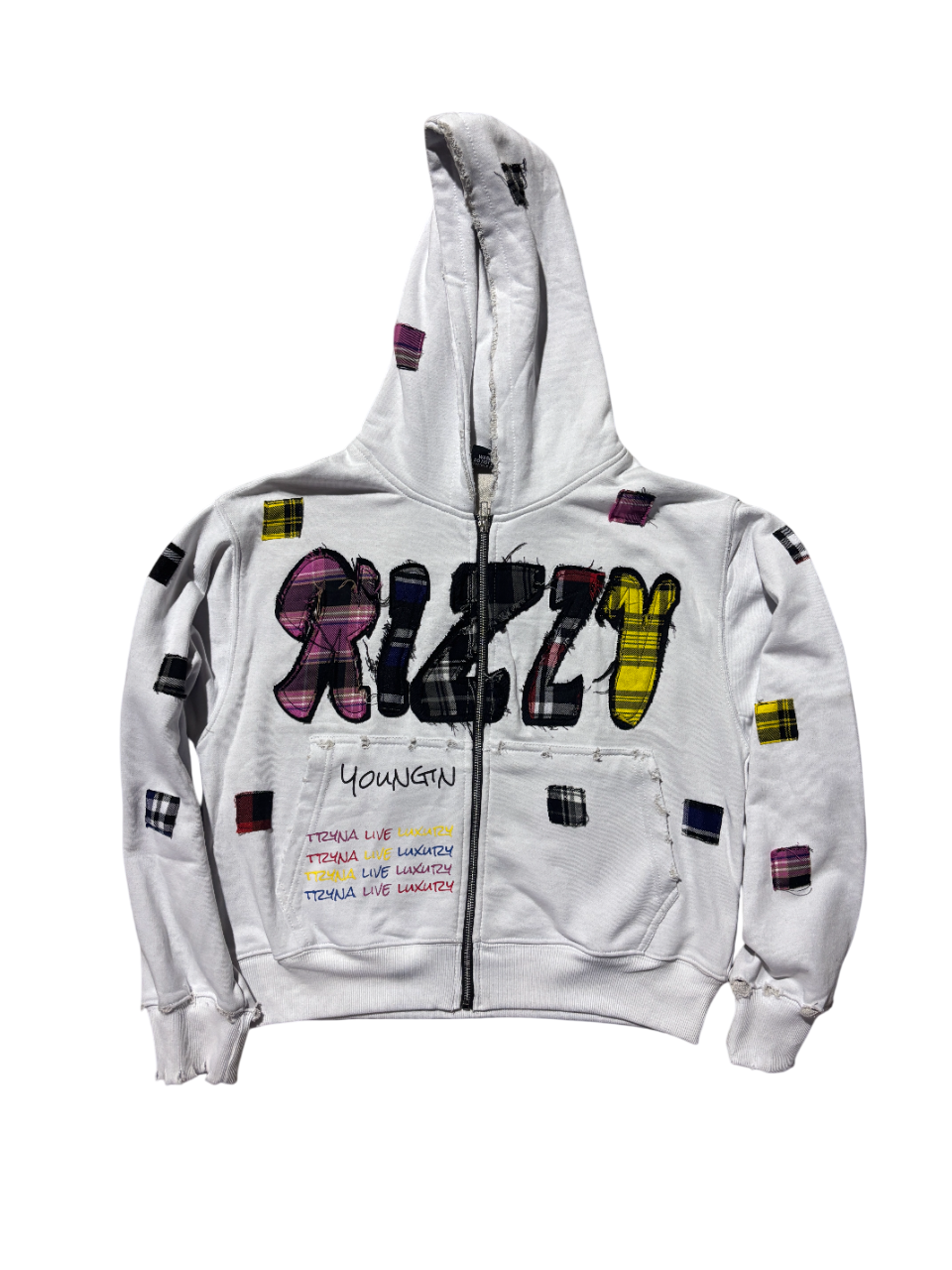 WHITE "LUXURY PATCH" ZIP UP